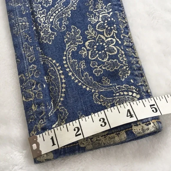 Hollister Gold Metallic Paisley Skinny Denim Jeans - Picture 4 of 8